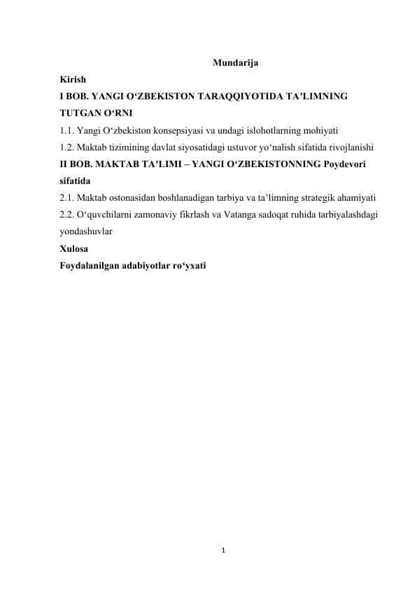 Yangi O'zbekiston - maktab ostonasidan boshlanadi 1
