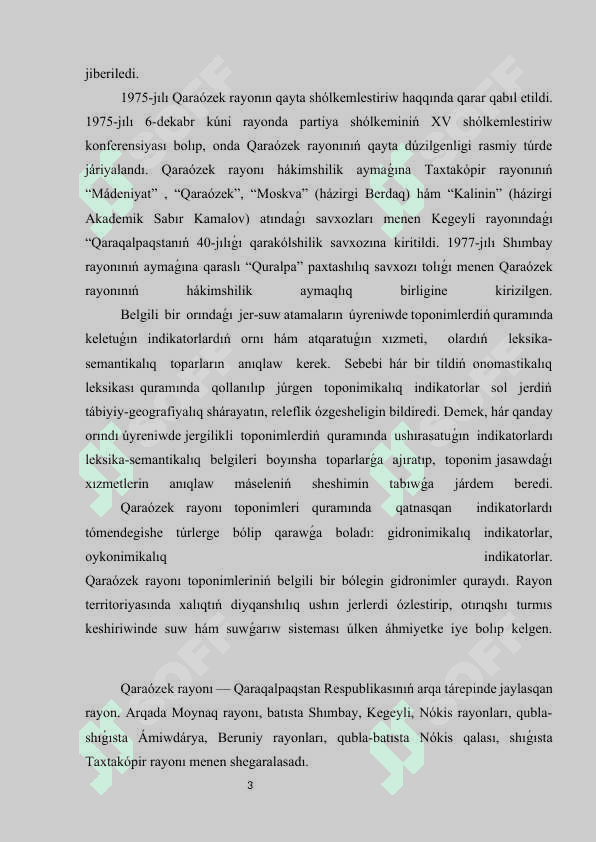QARAÓZEK RAYONI TARIYXI (tuwılǵan jer tariyxi) 3