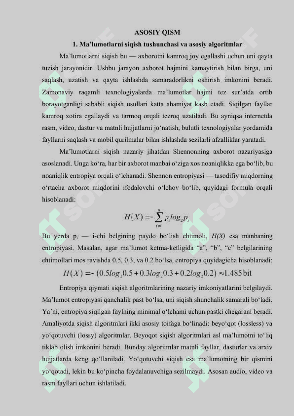 Siqish algoritmi asosida ma’lumotlarni siqish usullarining samaradorligini hisoblash (Shennon-Fano-Xaffman) 4