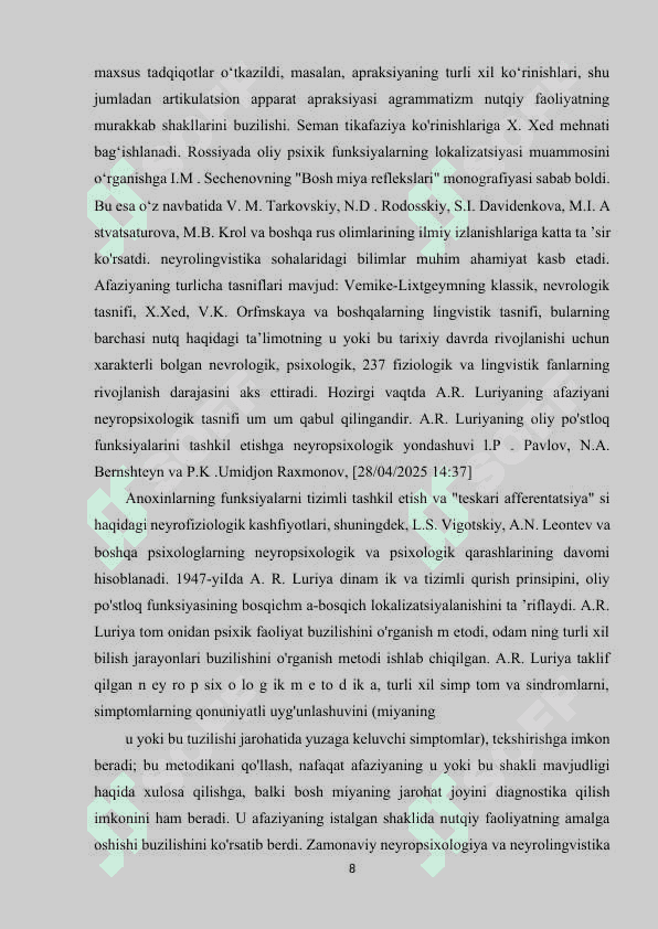 AFAZIYA KAMCHILIGIGA EGA BOLALARNING SHAXS XUSUSIYATLARI 8