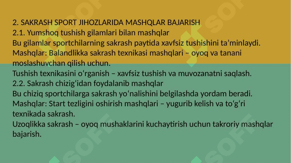 Yengil atletika sport jihozlarida mashqlar bajarish 6