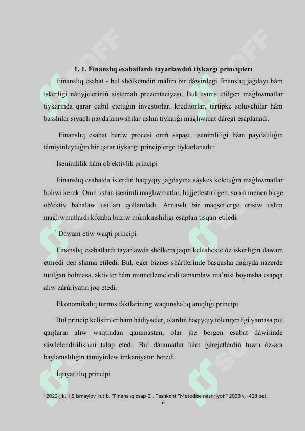 Finanslıq esabatlardı tayarlawdıń tiykarǵı principlerı 6