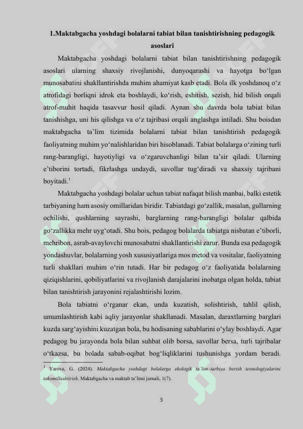 Maktabgacha yoshdagi bolalarni tabiat bilan tanishtirish orqali iqtisodiy tarbiya berishning ahamiyati 5