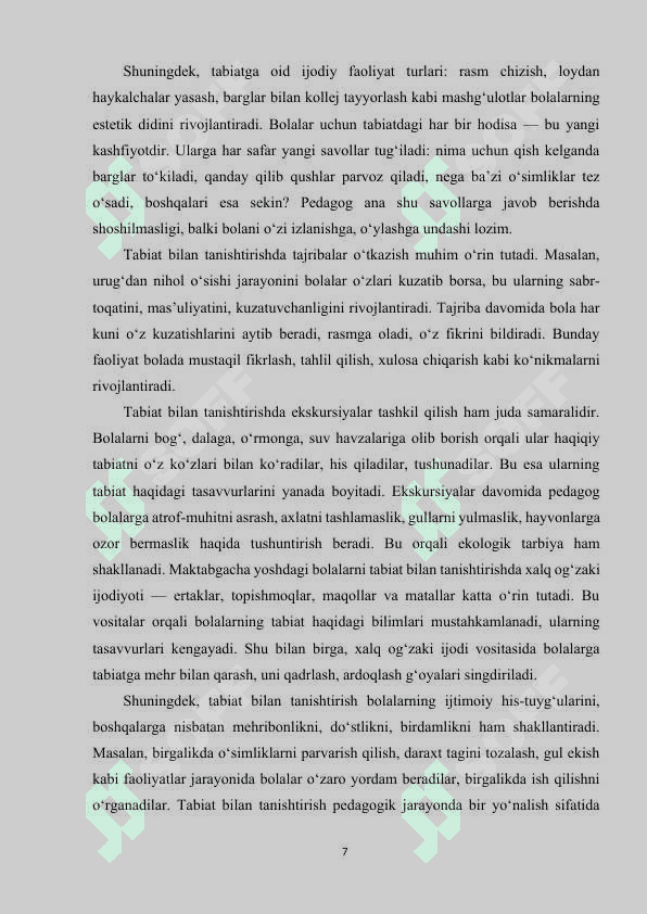 Maktabgacha yoshdagi bolalarni tabiat bilan tanishtirish orqali iqtisodiy tarbiya berishning ahamiyati 7