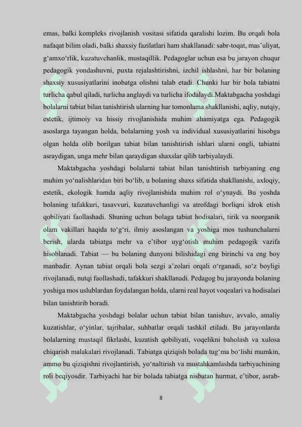 Maktabgacha yoshdagi bolalarni tabiat bilan tanishtirish orqali iqtisodiy tarbiya berishning ahamiyati 8