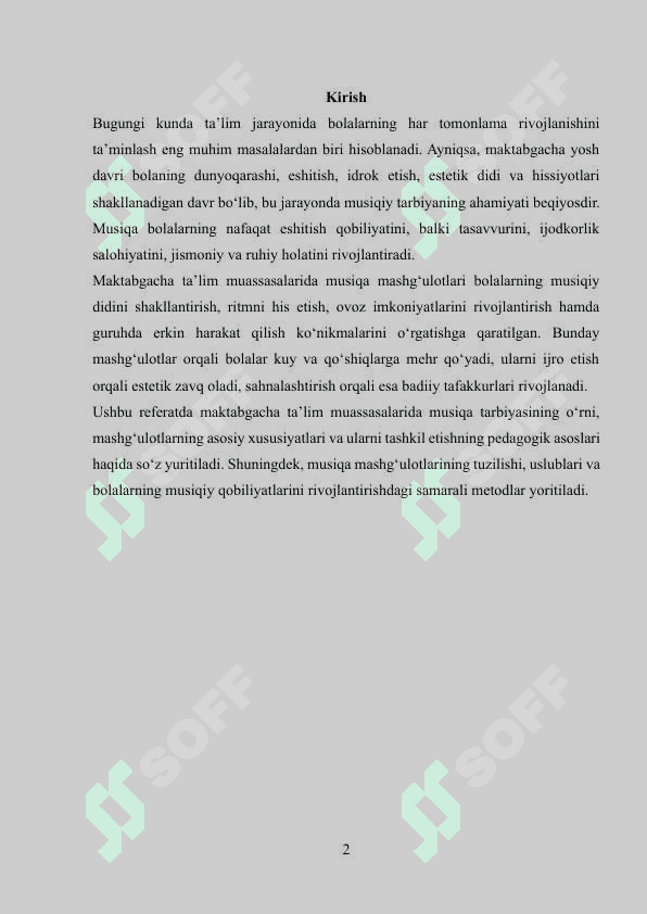 Maktabgacha ta'lim muassasalarida musiqa tarbiyasining ahamiyati mashg'ulotlarining xususiyati va tuzilishi 2