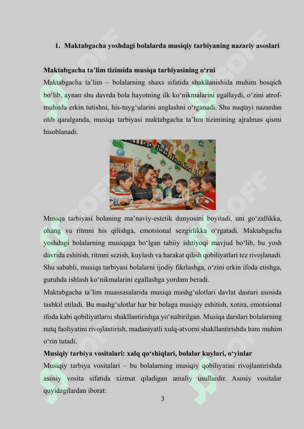 Maktabgacha ta'lim muassasalarida musiqa tarbiyasining ahamiyati mashg'ulotlarining xususiyati va tuzilishi 3