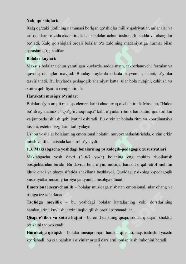 Maktabgacha ta'lim muassasalarida musiqa tarbiyasining ahamiyati mashg'ulotlarining xususiyati va tuzilishi 4