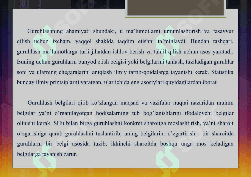 STATISTIK JAMLASH VA GURUHLASH 3
