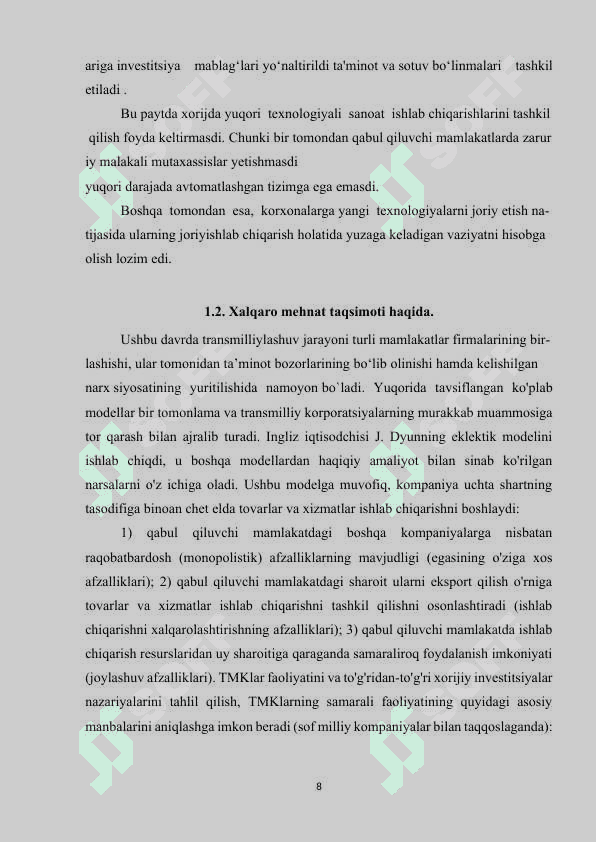 XALQARO MEHNAT TAQSIMOTIDA TRANSMILLIY KORPARATSIYALARNING O`RNI..docx 7