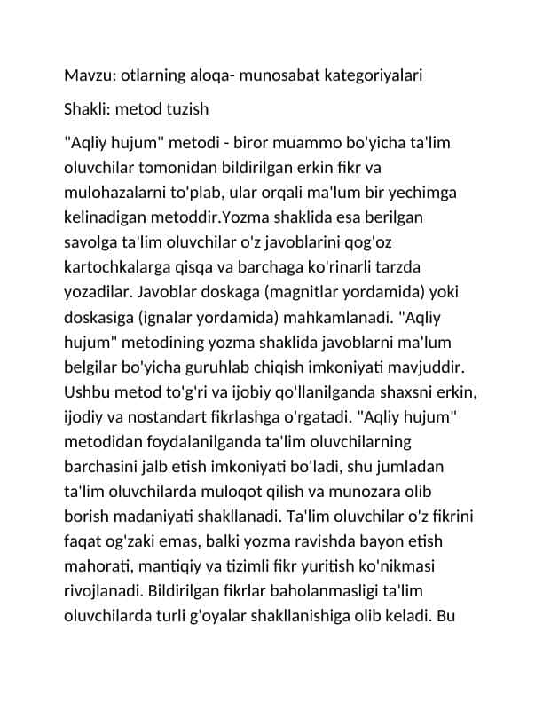 otlarning aloqa- munosabat kategoriyalari