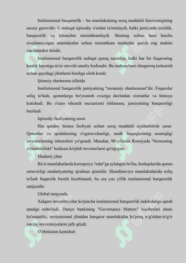 Institutsional barqarorlik va iqtisodiy o‘sish 5