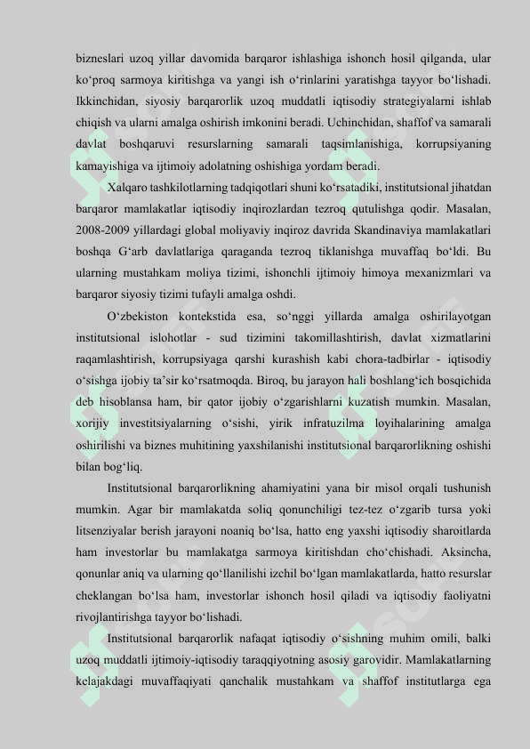 Institutsional barqarorlik va iqtisodiy o‘sish 8