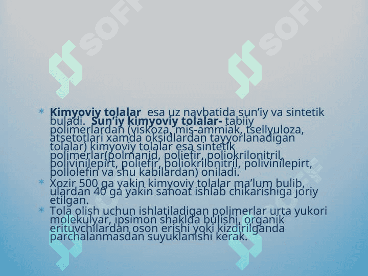 SUN’IY SINTETIK TOLALAR VA IPLAR 5