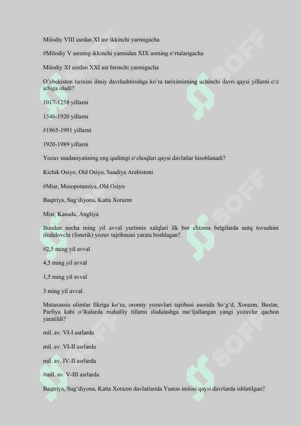 ozbekistonning eng yangi tarixi test 4
