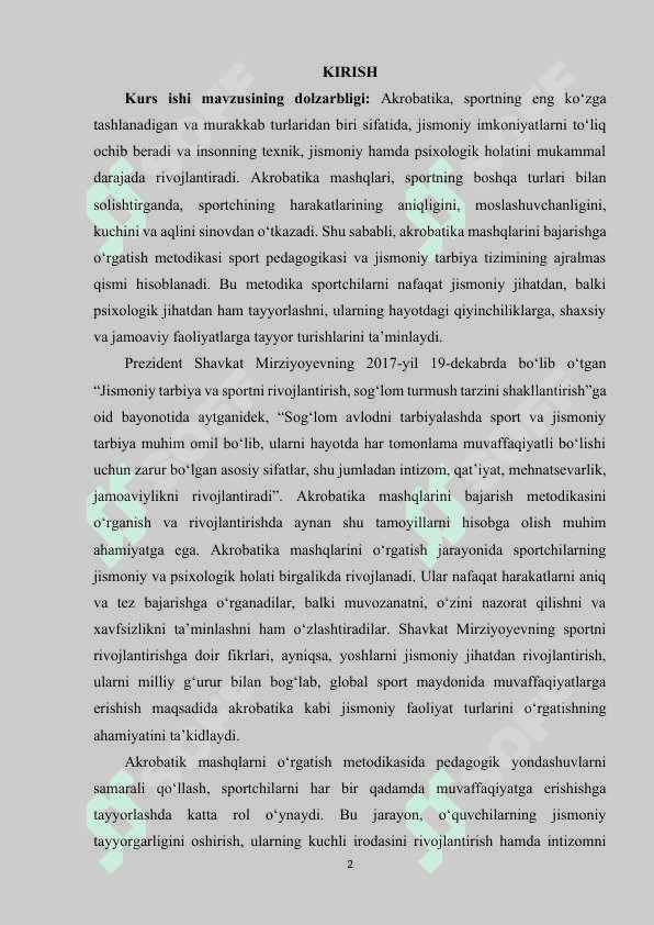 Akrobatika mashqlarini bajarishga o‘rgatish metodikasi. 2