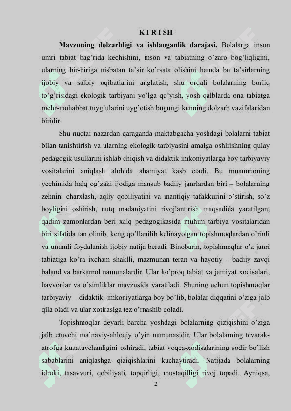 Maktabgacha yoshdagi bolalarga ekologik tarbiya berishda topishmoqlarning ahamiyati 2
