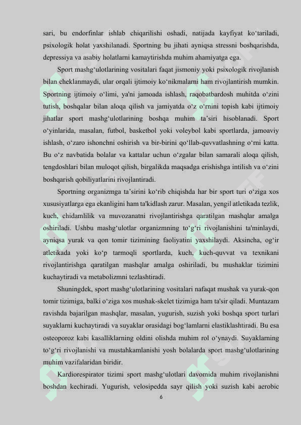 Sport mashg‘ulotarining vositalari sportdagi yuklama va uni sportchi organizmiga ta’siri mashg‘ulot yuklamasi. 6