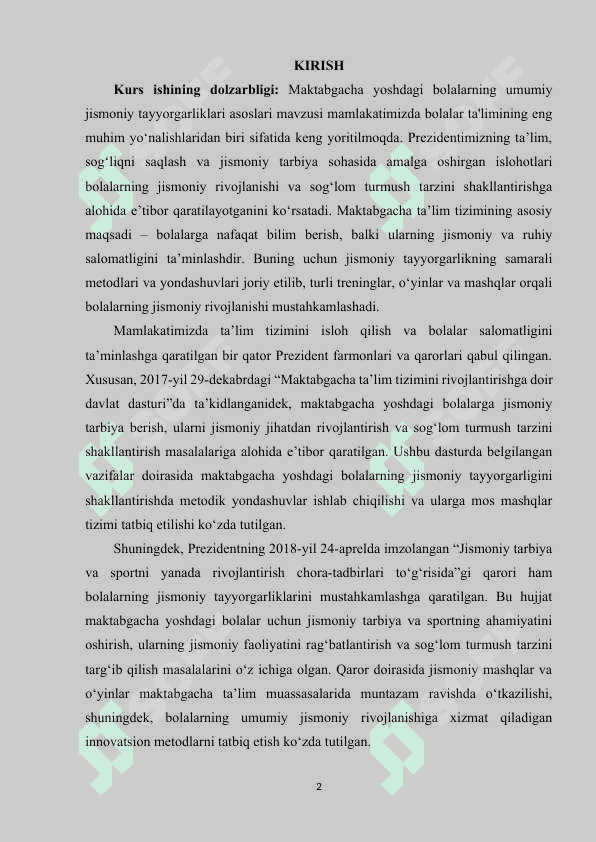 Maktabgacha yoshdagi bolalarning umumiy jismoniy tayyorgarliklari asoslari 2