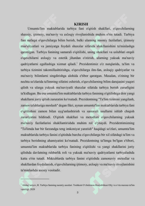 Umumta'lim maktablarida tarbiya fanini o'qitish shakllarining har biriga misollar yozish 3