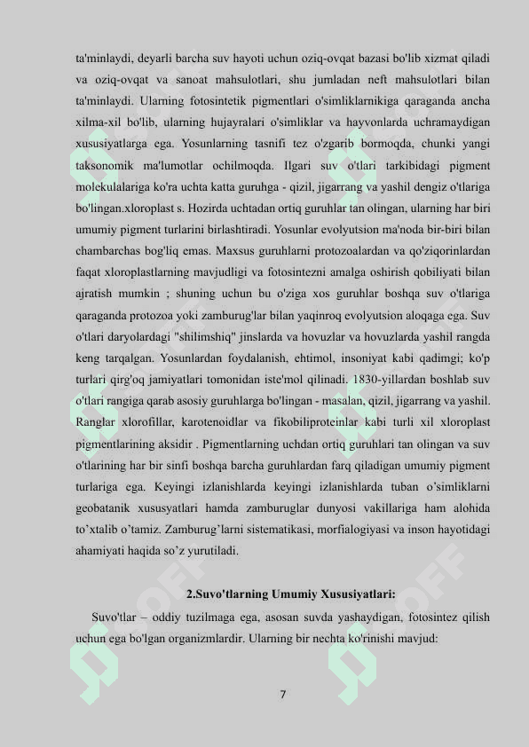Suvo‘tlarining umumiy tavsifi 7