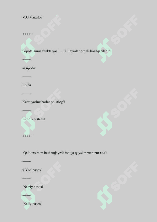 Fiziologiya va sport fiziologiyasi fanidan test savollari javoblari bilan 4