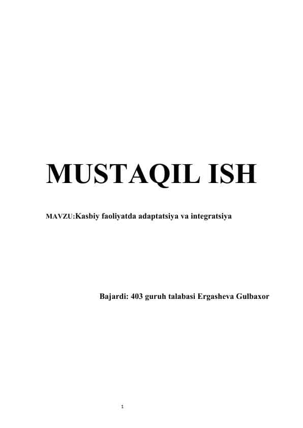 Kasbiy faoliyatda adaptatsiya va integratsiya 1