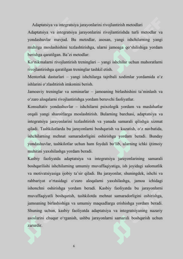 Kasbiy faoliyatda adaptatsiya va integratsiya 6
