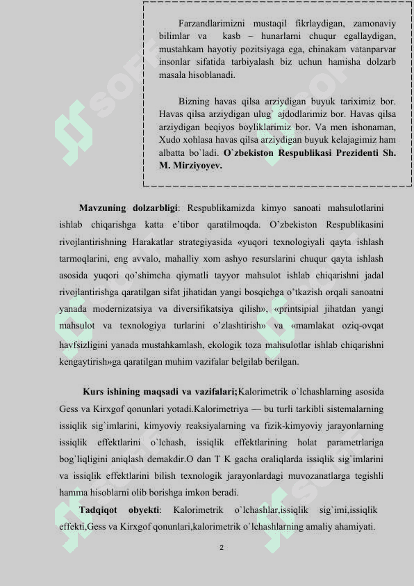 KALORIMETRIK O’LCHASHLAR 2