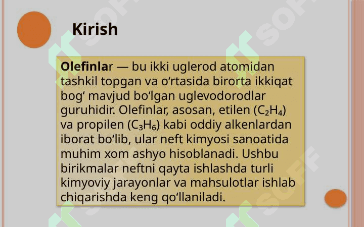 Olefin uglevodorodlarning neft kimyoviy sintezda ishlatilishi 3