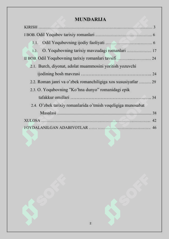 Kurs ishi Odil yoqubov tarixiy romanlari 2