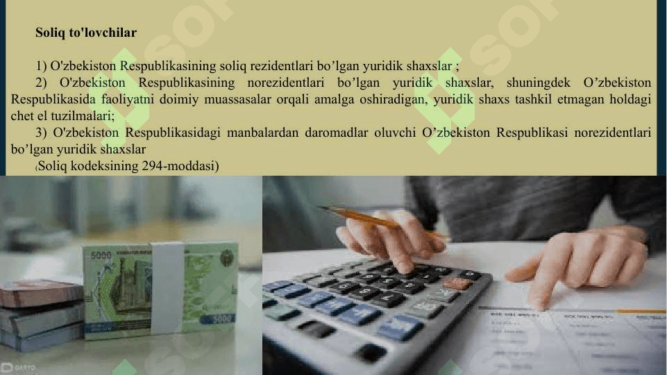 Taqdimot Yuridik shaxslardan olinadigan foyda solig‘i va uning korxonalar moliya-xo‘jalik faoliyatiga ta’siri 4