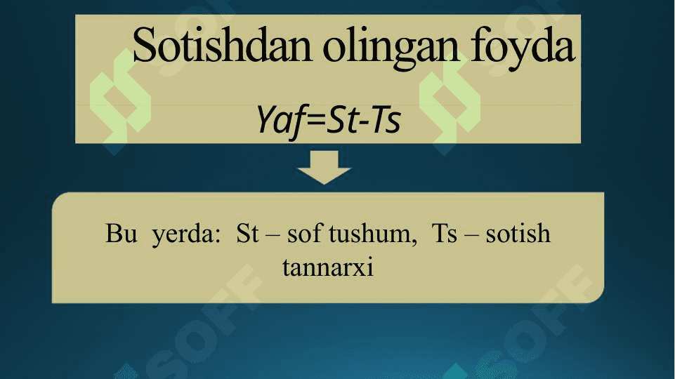 Taqdimot Yuridik shaxslardan olinadigan foyda solig‘i va uning korxonalar moliya-xo‘jalik faoliyatiga ta’siri 7