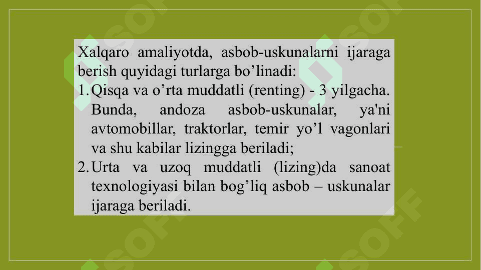 Taqdimot Xalqaro moliyaviy lizingning iqtisodiyotni modirnizatsiya o`rni 3