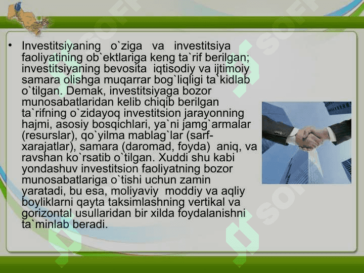 Investitsiya funksiyalari va omillari 5