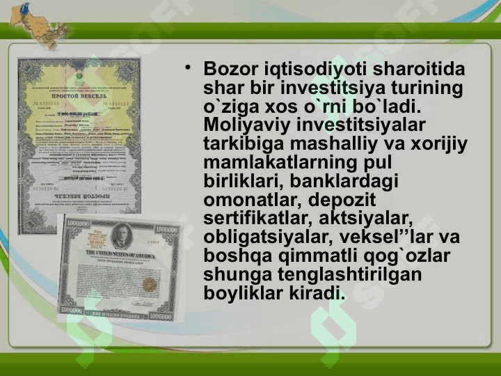 Investitsiya funksiyalari va omillari 8