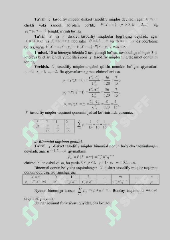 Tasodifiy miqdor taqsimotning miqdoriy xarakteristikalari 3