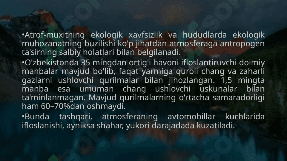 TABIAT KOMPONENTLARINING EKOLOGIK HOLATI 3