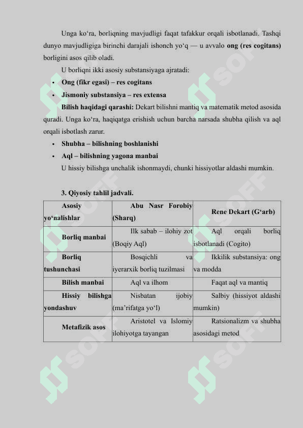 Borliq va bilish falsafasi haqida sharq va g'arb mutafakkirlari asarining qiyosiy tahlili ma'ruza matni shaklida. 2