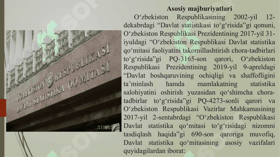 Taqdimot Davlat statistika agentligi vazifasi va funksiyasi 4