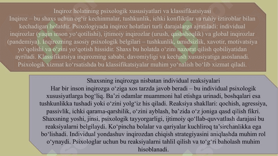 Ekstremal vaziyatlar psixologiyasida inqiroz 6