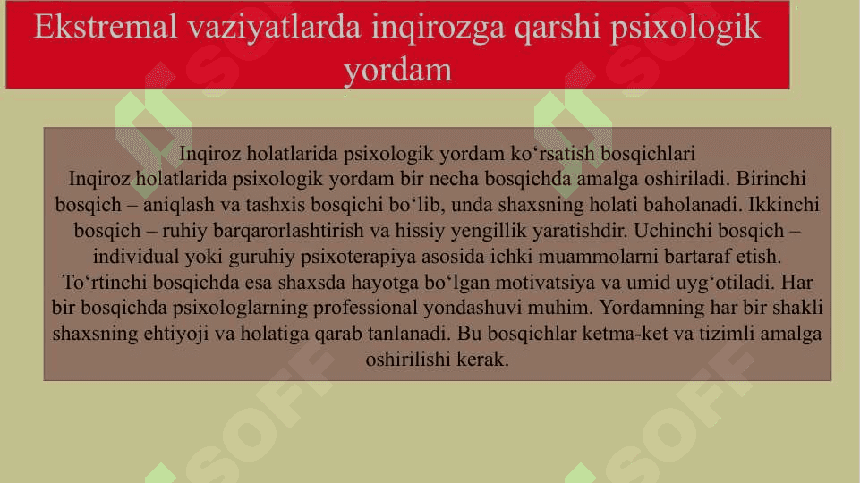 Ekstremal vaziyatlar psixologiyasida inqiroz 8
