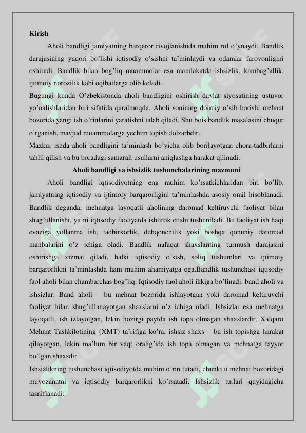 Aholini bandligini ta'minlash chora-tadbirlari 2