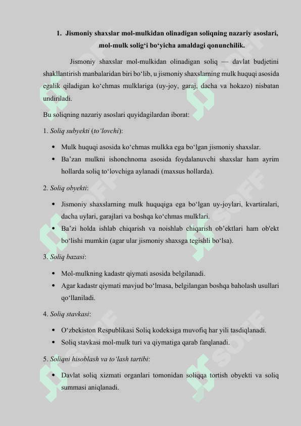 Soliqlar va soliqqa tortish fani bo‘yicha kurs ishikurs ishi 3