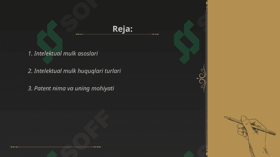 Intelektual mulk huquqi va patent siyosati 2