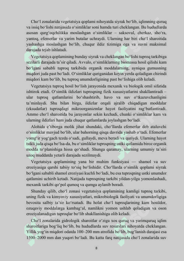 Cho’l zonasi tuproqlari 8