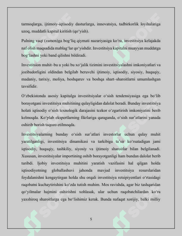 Hududlar investitsiya jozibadorligi oshirish istiqbollari. 5