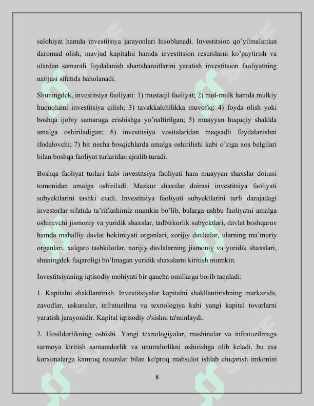 Hududlar investitsiya jozibadorligi oshirish istiqbollari. 8