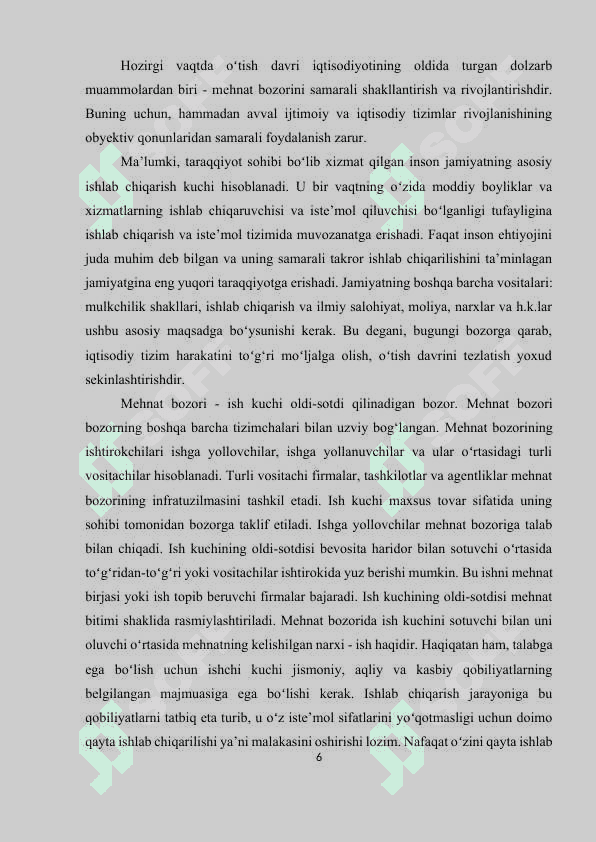 Mehnat bozorini konyukturasini tahlil qilish, prognozlashtirish va tartibga solish yo‘nalishlari 6