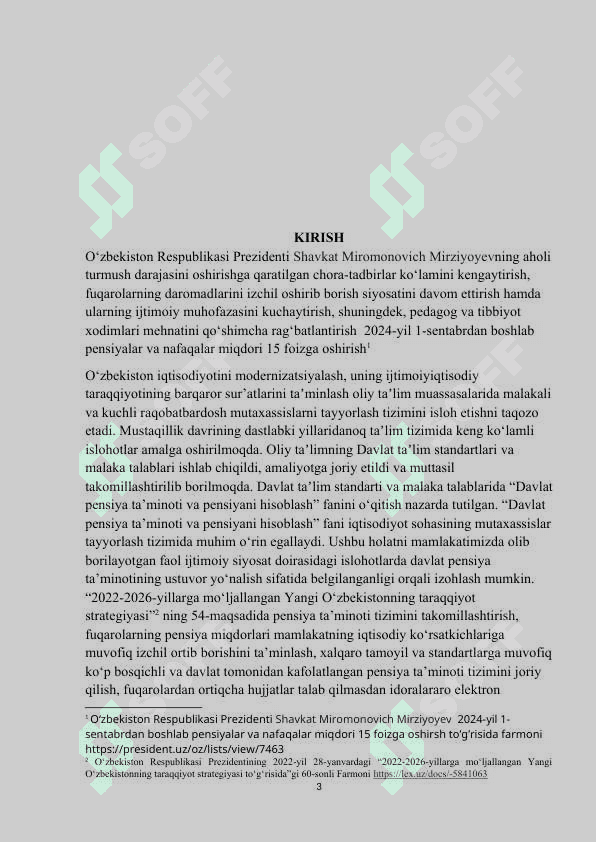 O’zbekistonda pensiya ta`minoti tizimi muammolari va ularni hal etish yo`llari 3
